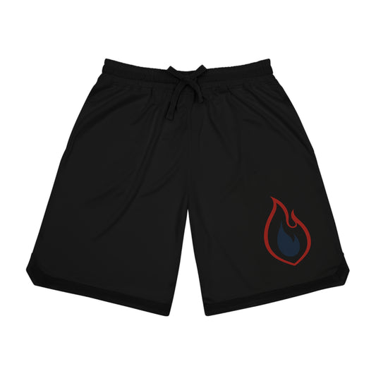 Athletic Basketball Rib Shorts with Unique Flame Design